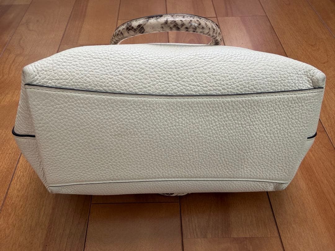 COACH Snake-Pattern Leather Mini Shoulder Bag Whi… - image 6