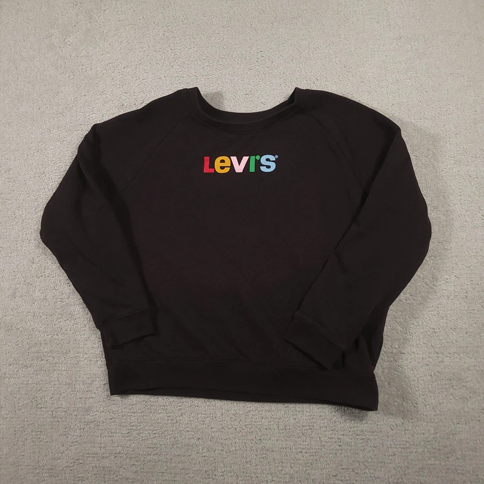 Sudadera Levi's para mujer 1X negra cuello redondo talla grande multicolor logotipo raglán Foto 2 de 4