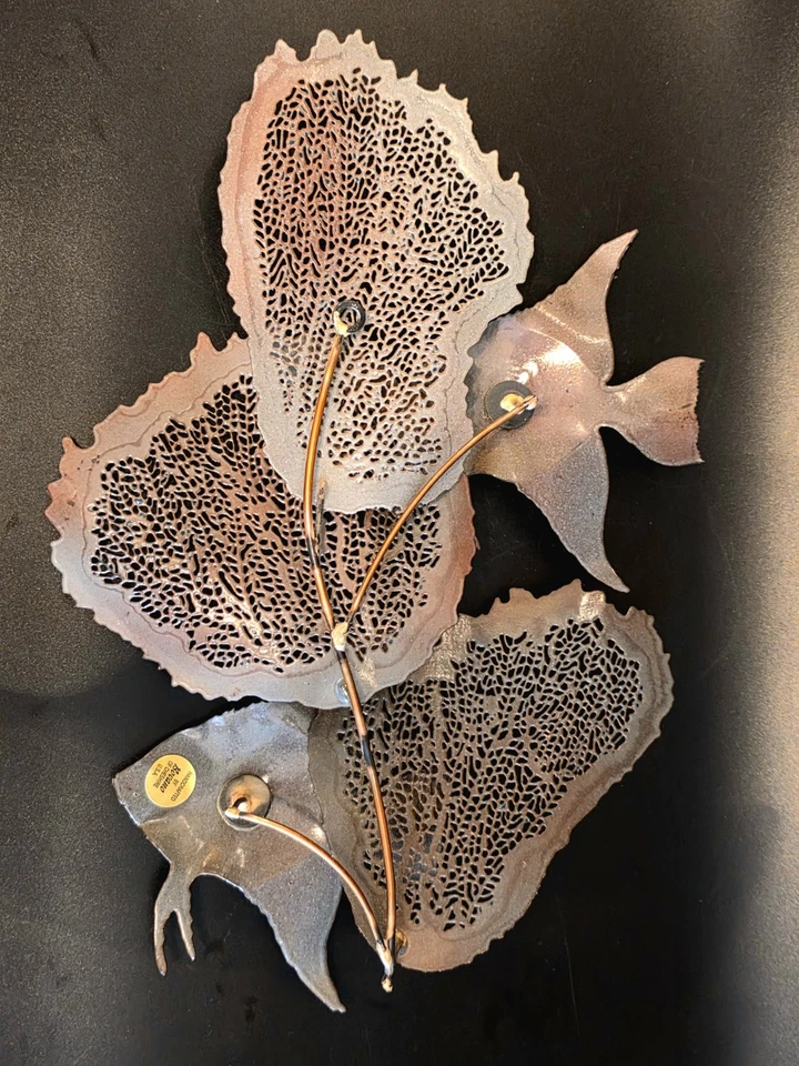 (408) Suite de escultura vintage de 3 piezas de peces ángel, caballitos de mar y abanicos de mar esmaltados bovano Foto 4 de 4