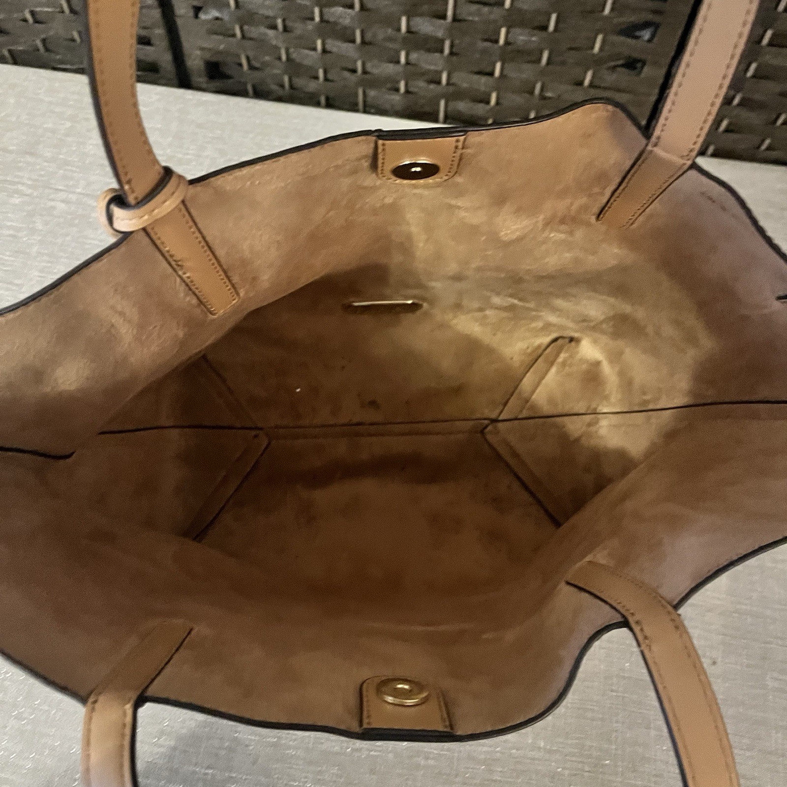 Calvin Klein CK Monogram Brown Tote Bag Tan Straps Logo Shoulder Purse thumbnail 5