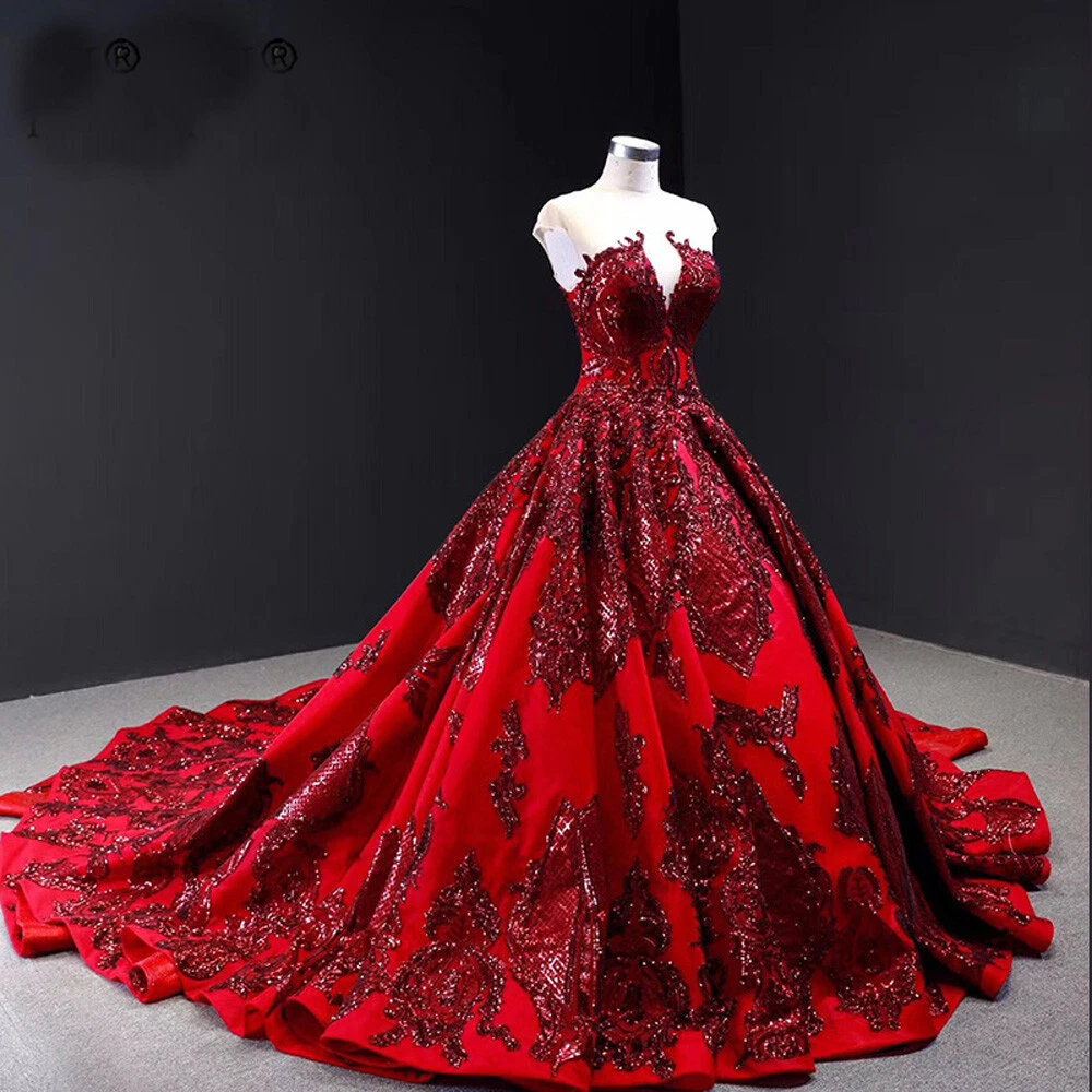 Coronation - Selena Huan Red Lace Long-sleeves Mermaid Gown -  SelenaHuanBridal