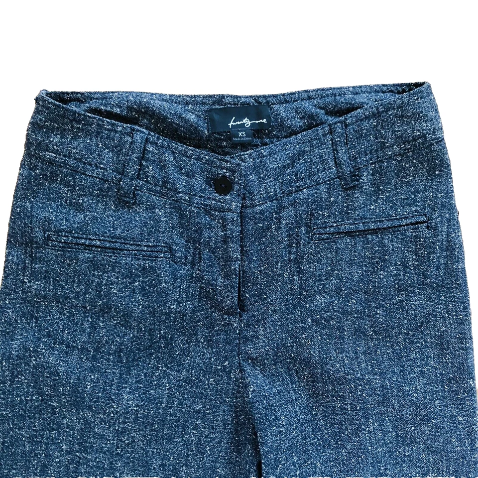 Calça social cinza carvão XS Donegal tweed cintura baixa perna larga vinte e um - Imagem 2 de 4