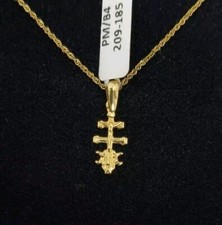 Ciondolo E Catena Oro 18K 750 Mls. Croce Di Caravaca Mini Anello Piatto