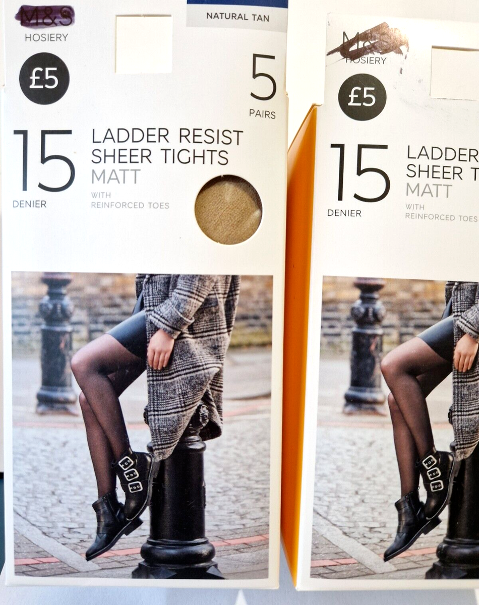 10 Pairs 15 Denier Sheer M&S Ladder Resist Tights Natural Tan