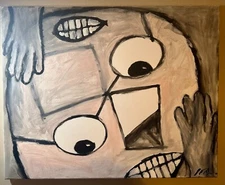 Original Painting Abstract Expressionism, Cubist Influence