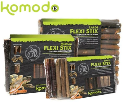 KOMODO FLEXI STIX REPTILE VIVARIUM DECOR BENDY TUNNEL BASKING HIDE BRIDGE RAMP