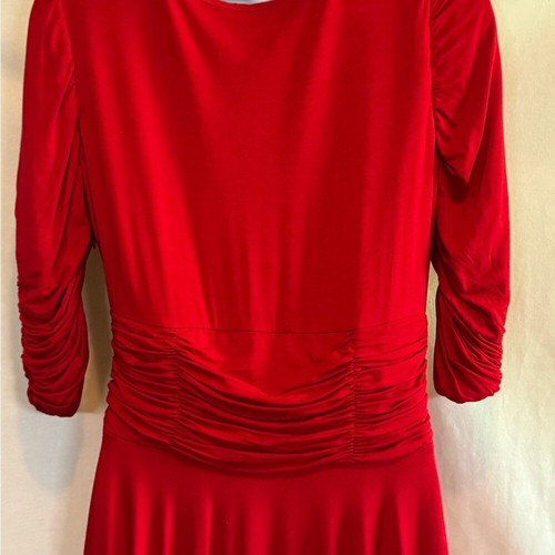 B-95 Nue Red 1/2 Sleeve Lined Maxi Dress Size 6 - Picture 10 of 14