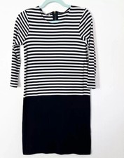 Hobbs Dress Blue & White Striped 3/4 Sleeve Stretchy Shift UK SIze 8