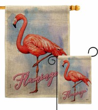 Flamingo Burlap Garden Flag Animals Bird Decorative Small Gift Yard House Banner