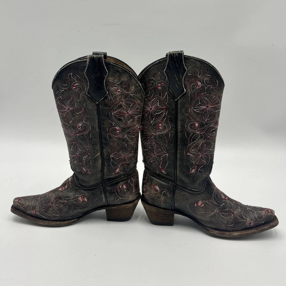 Botas de Vaquero Corral Adolescentes Niñas Talla 3.5T Bordadas Western Punta Corta Bota Marrón Foto 4 de 4