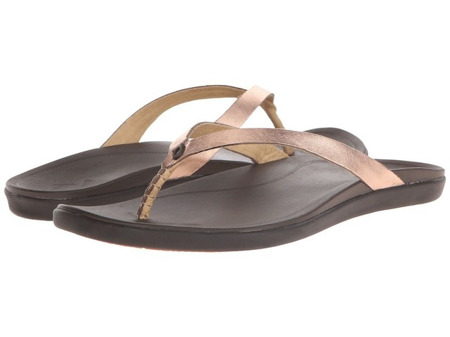 olukai leather flip flops womens