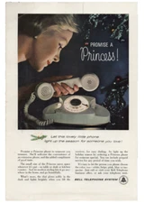 Vintage Bell System Princess Telephone Christmas 1960 Magazine Print Ad AT&T