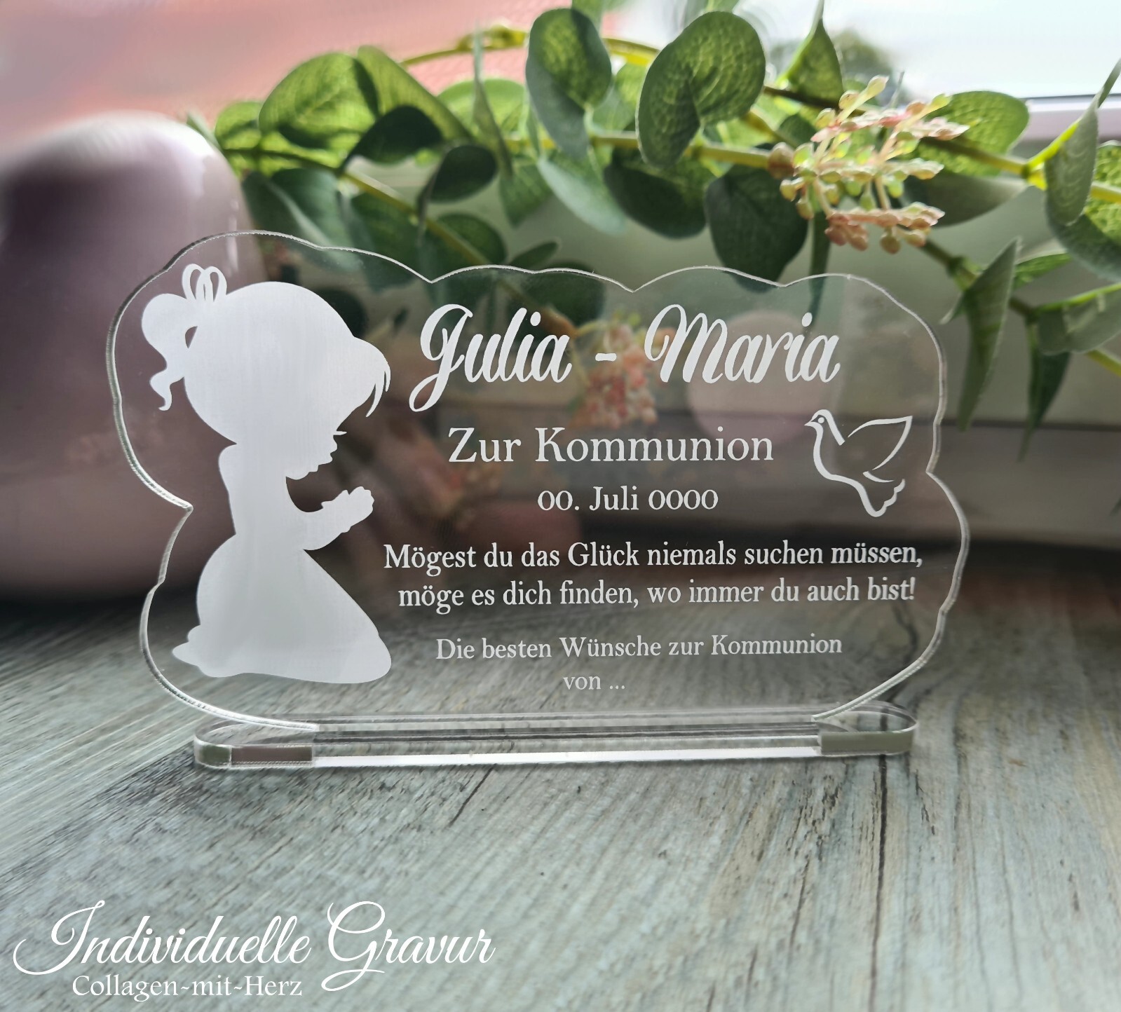 Aufsteller Taufe Kommunion Konfirmation Firmung Geschenk Gravur Mädchen Engel