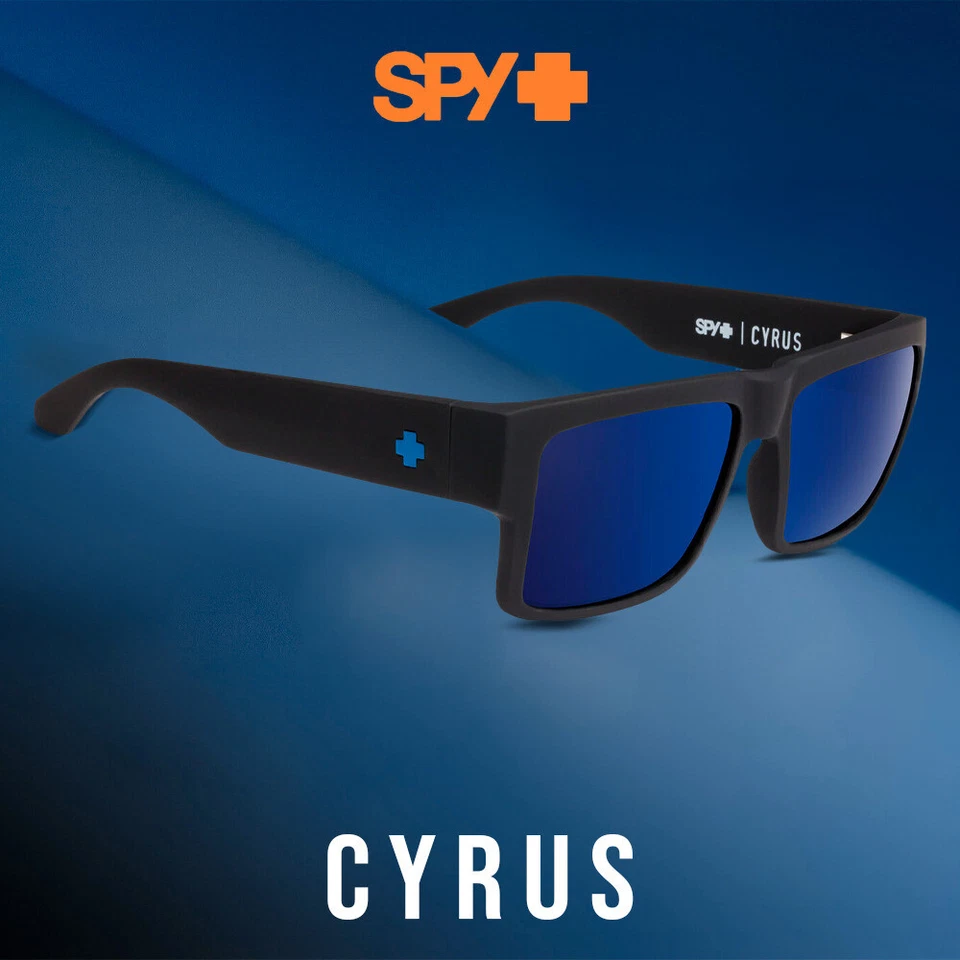 Gafas de sol Spy Optic Cyrus cuadradas suaves negras mate con lente azul bronce feliz Foto 2 de 4
