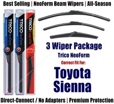 3-Pack Wipers Front & Rear NeoForm fit 2011+ Toyota Sienna - 16280/200/16A
