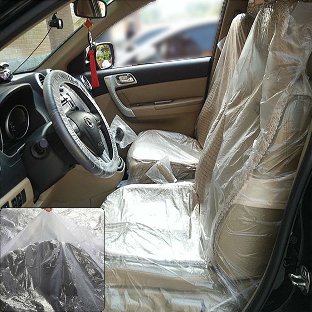 100pcs Disposable Plastic Car Seat Covers Vehicle Cover Valet Roll