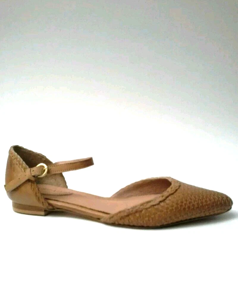 Woven flats with cheap ankle strap