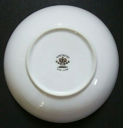 Bowls 4 Vintage 70s MCM Japan Amcrest Green Triangle Border White Porcelain 6" - Picture 4 of 5