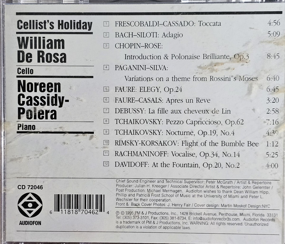 William De Rosa & Noreen Cassidy-Polera: Cellist's Holiday (NEW