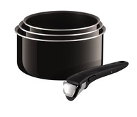 Tefal Ingenio Enamel Saucepan Set, 4 Pieces - Black Tefal Ingenio Enamel Saucepan Set, 4 Pieces - Black
