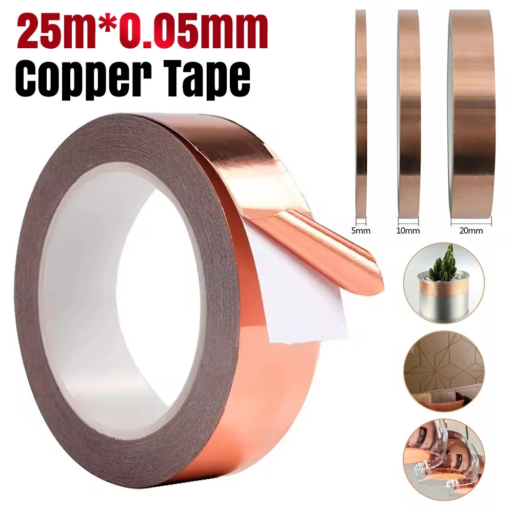 25M Adhesivo Cobre Slug Tape Caracol Barrera Conductor Repelente Guitarra EMI!