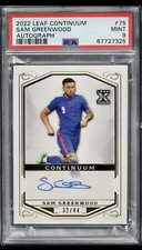 2022 Sam Greenwood Rookie PSA 9 Auto /44 Leeds United Leaf Continuum Soccer Card. rookie card picture