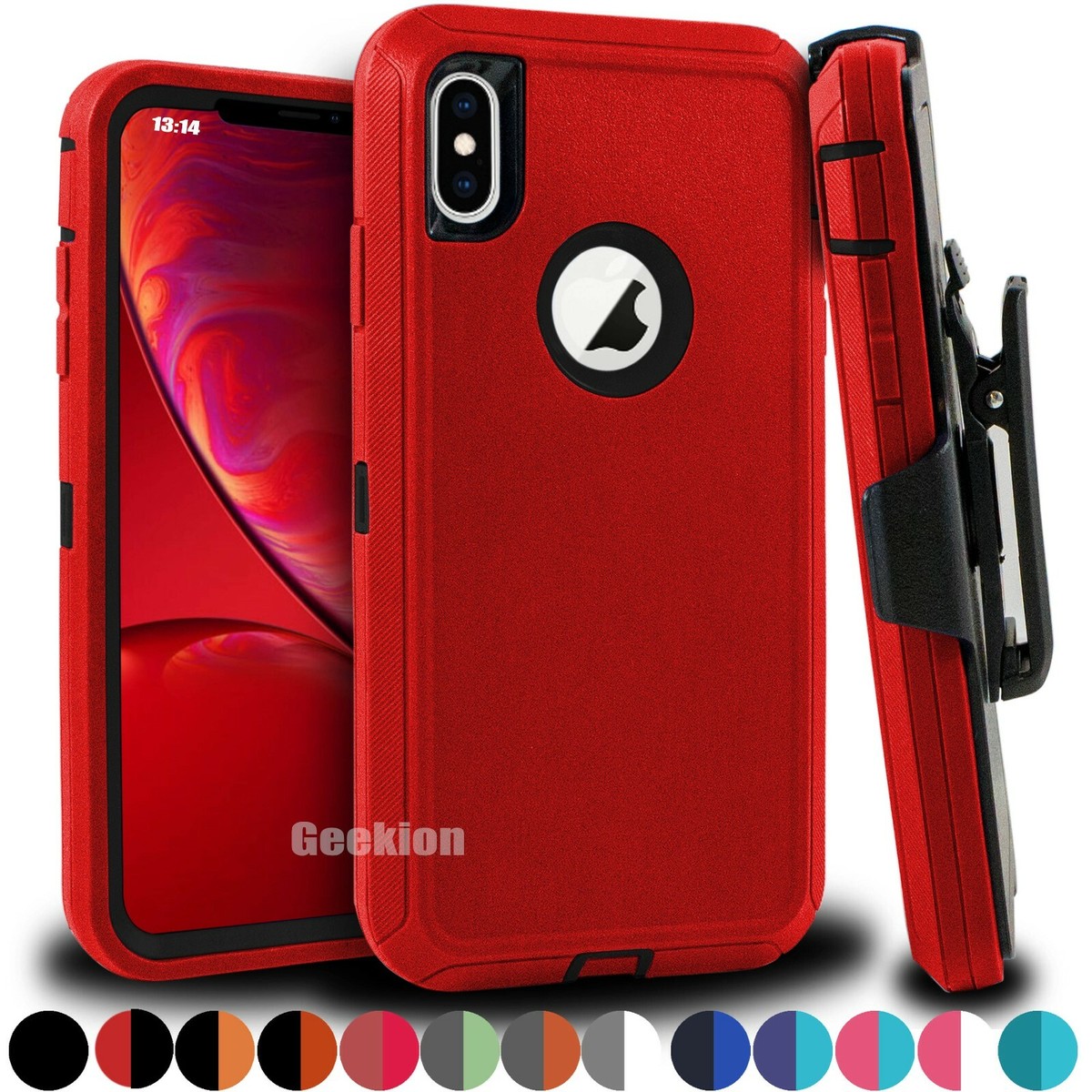 For Apple iPhone X XS MAX XR Shockproof Rugged Protective Case Belt Clip