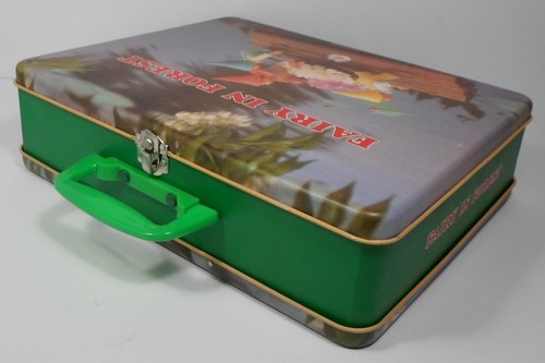 VTG 80s 12'' FAIRY IN FOREST TIN LUNCHBOX SUITCASE KOREA MADE UNUSED OLD STOCK B - Picture 5 of 11