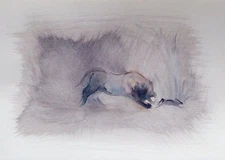 CAT CHASING A MOUSE original watercolor painting kitten animal lover GIFT ART