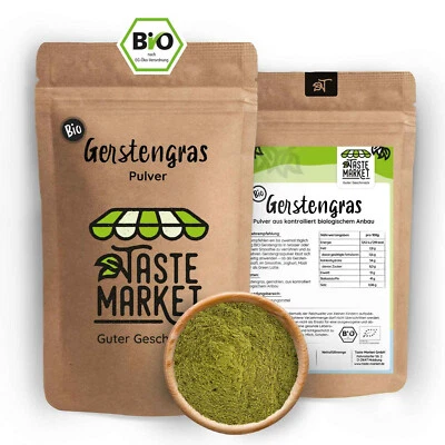 TASTE MARKET 1 kg BIO Gerstengras Pulver | 100% naturrein | gemahlen | Bioqualität