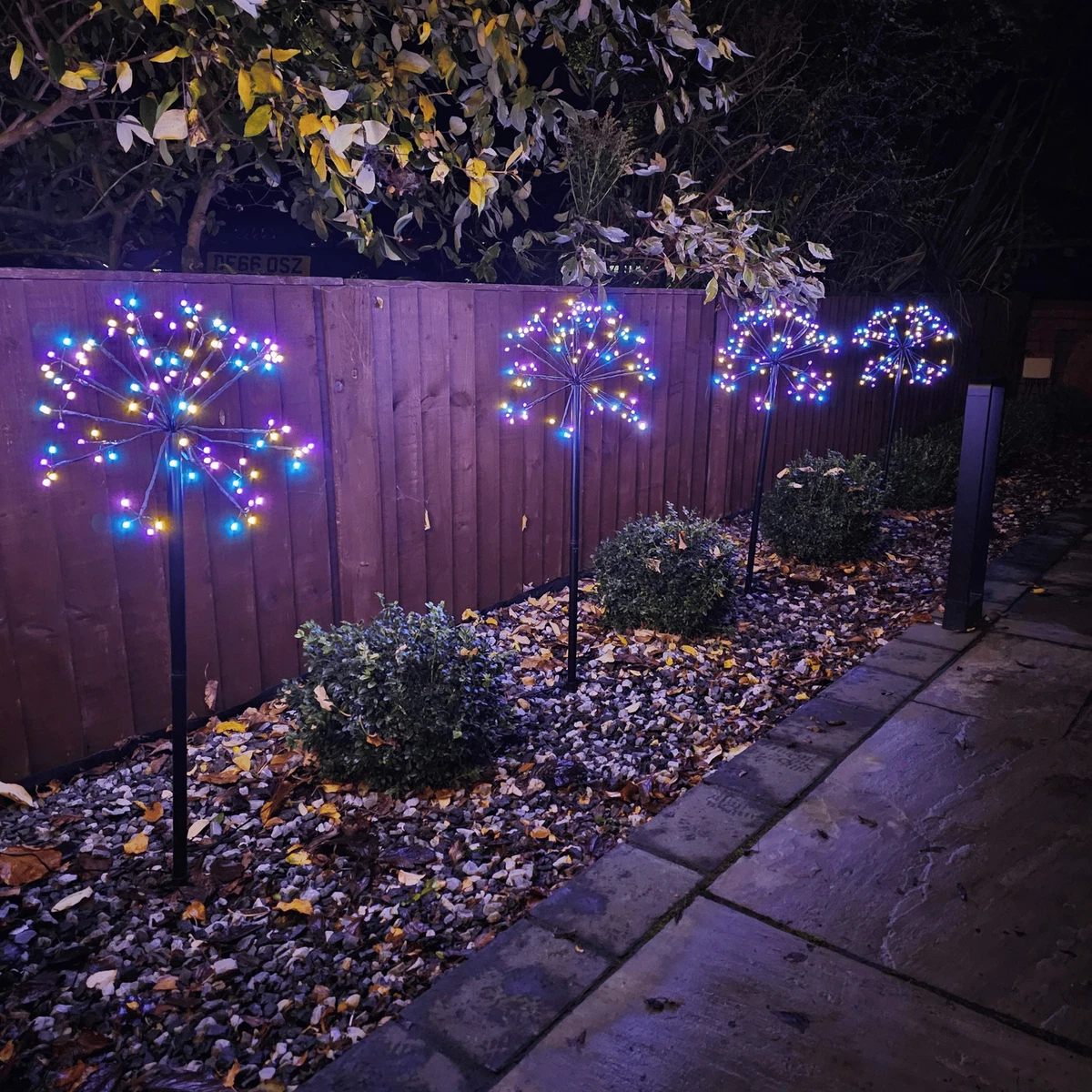 Set of 5 Battery Operated Rainbow LED Sparkler Path Lights Christmas with Timer