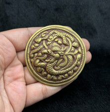 Rare VINTAGE Handmade Tibetan Brass Handmade Belt Buckle With Depicting Art