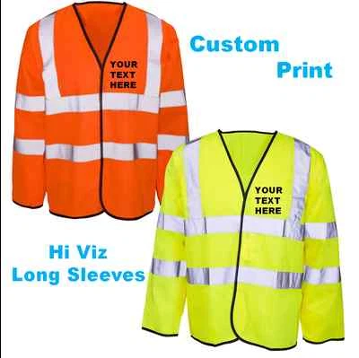 STEPAHEAD / KUEST Personalized Hi Vis Visibility Viz Long Sleeve Safety Vest Yellow Orange