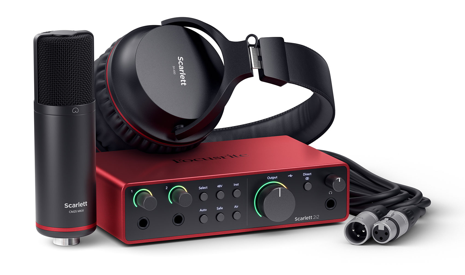 Интерфейс для записи Focusrite Scarlett 2i2 Studio 4-го поколения + Наушники + Микрофон + Кабель