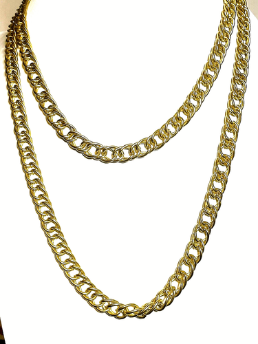 Collana grossa intrecciata vintage retrò 24" oro spazzolato lunga anni 90 - Foto 4 di 7