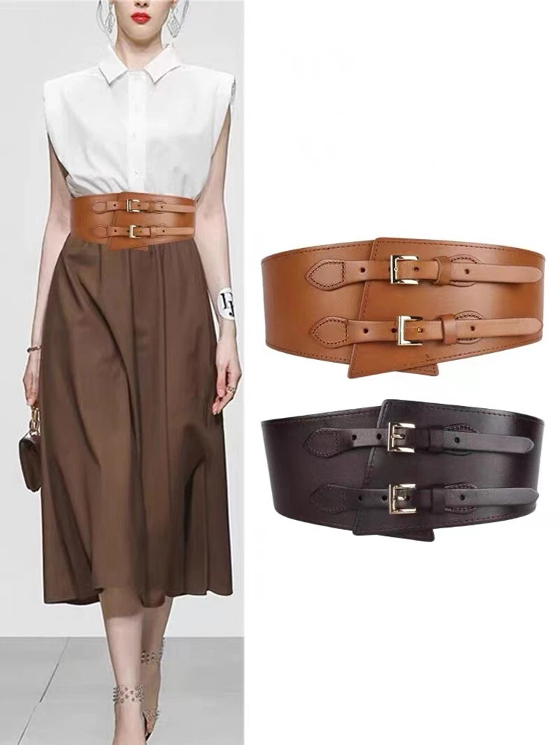 Gold leather shop waist belt