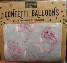 5 Pink Confetti 12" Balloons Birthday, Baby Shower Party - NEW