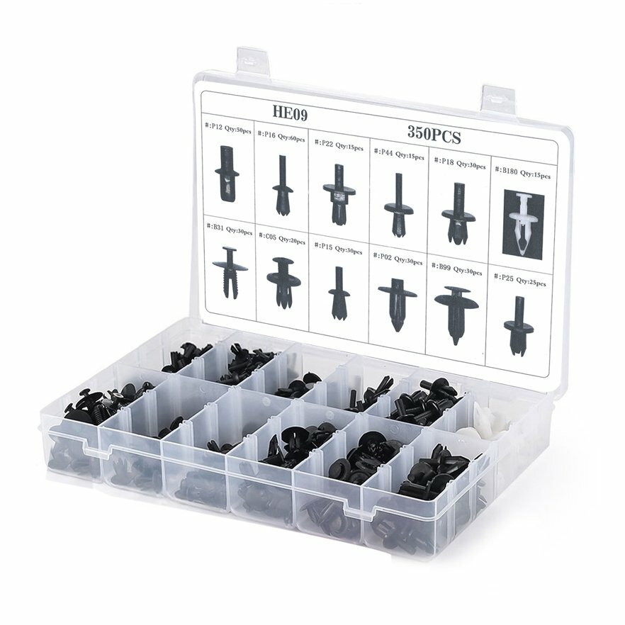 350Pcs Car Body Plastic Push Pin Rivet Fasteners Trim Moulding Clip