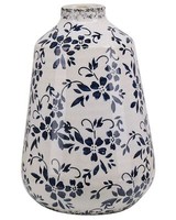Blumenvase Aus Steinzeug Weiß 25 Cm Mit Blauem Blumenmotiv Wasserdicht Maroneia