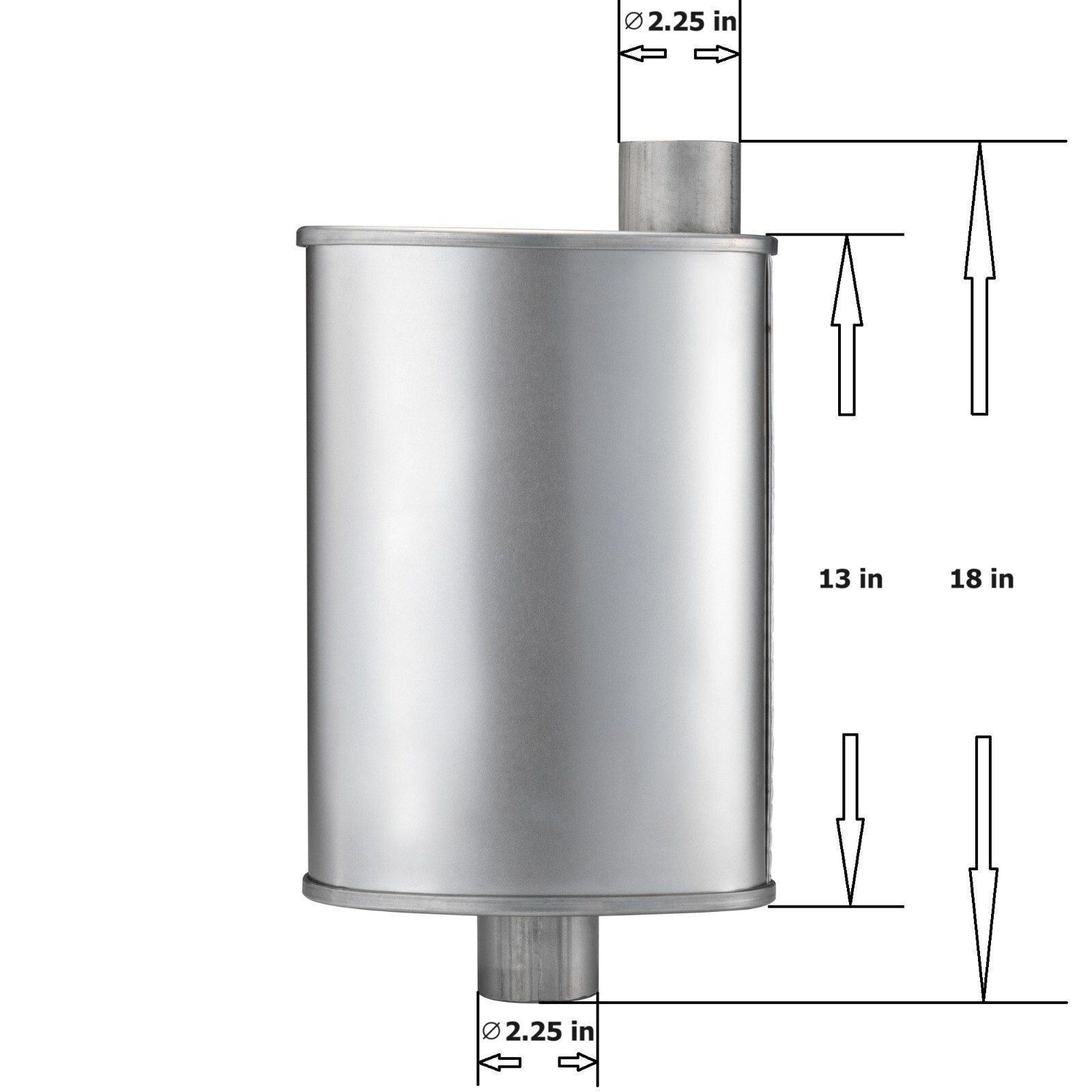 Muffler 2.25" Offset In / 2.25" Center Out Moderate Sound Original ...