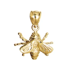 New 14k Gold Bee Charm Pendant