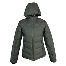 McKinley Down Feather Puffer Jacket S Womens Gray Hooded Zipper Pockets Ski Zip