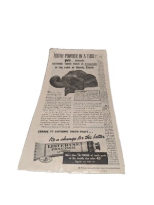 Listerine Toothpaste Elephant Advertising 1937 Bagged And Boarded 
