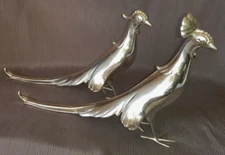 12" VTG A.FLAUDER WEIDLICH BROTHERS PHEASANT BIRD SILVER PLATED FIGURINES