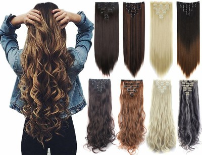 7pcs 16 Clips Thick Curly Straight Full Head Clip In Double Weft