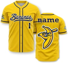 CUSTOM Name Number Savannah Bananas BASEBALL Jersey Team 3DT Shirt Size S-5XL
