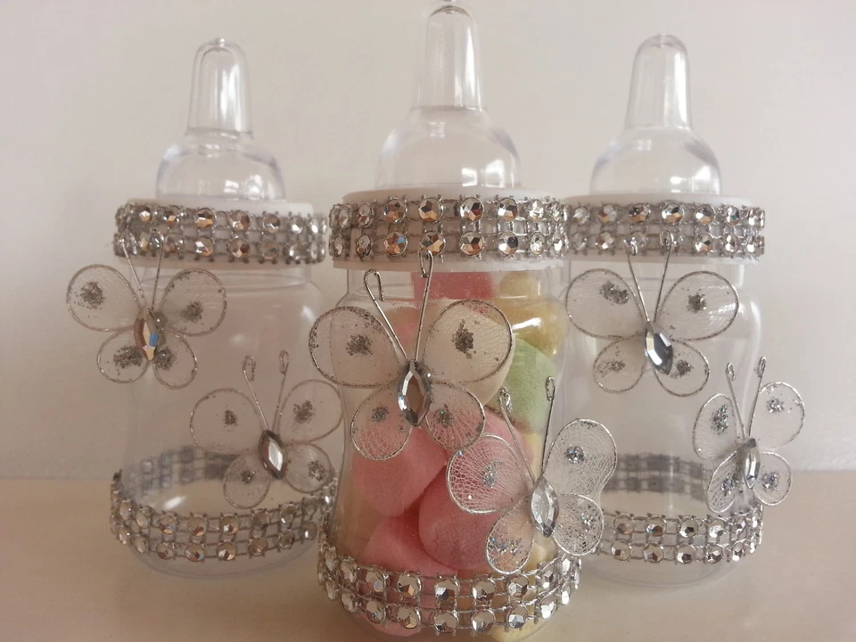 Decoración Baby Shower | 12 Biberones Mariposa Rellenables Favores | Premios o Juegos  Foto 3 de 4