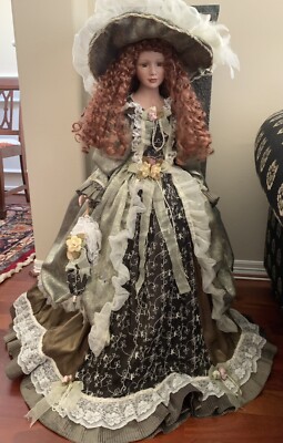 Victorian Porcelain Doll, early 90's, with box and certificate, 36