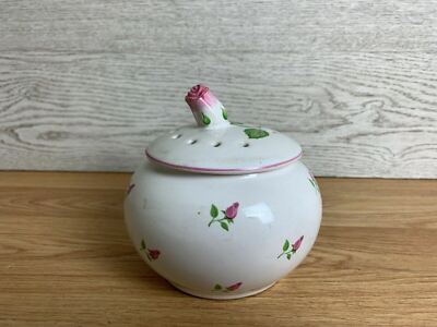 Teleflora Vintage Rosa Rose Potpourri Glas Keramik Deckel Behälter Dekor