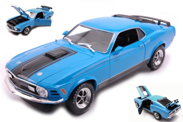 Maisto 1/18 Ford Mustang Mach 1 1970 Blau Modellbau Statisches Modell Diecast-image